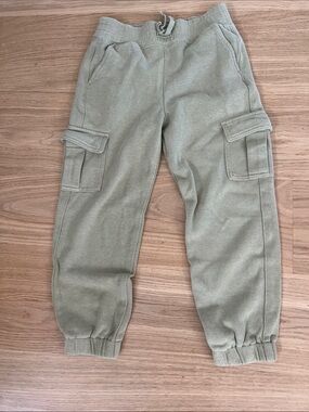 Kids Olive Cargo Joggers with Drawstring Waist